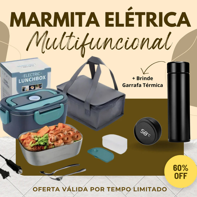 Warm LunchBox™ - Marmita elétrica + Brinde Garrafa Térmica [OFERTA LIMITADA]